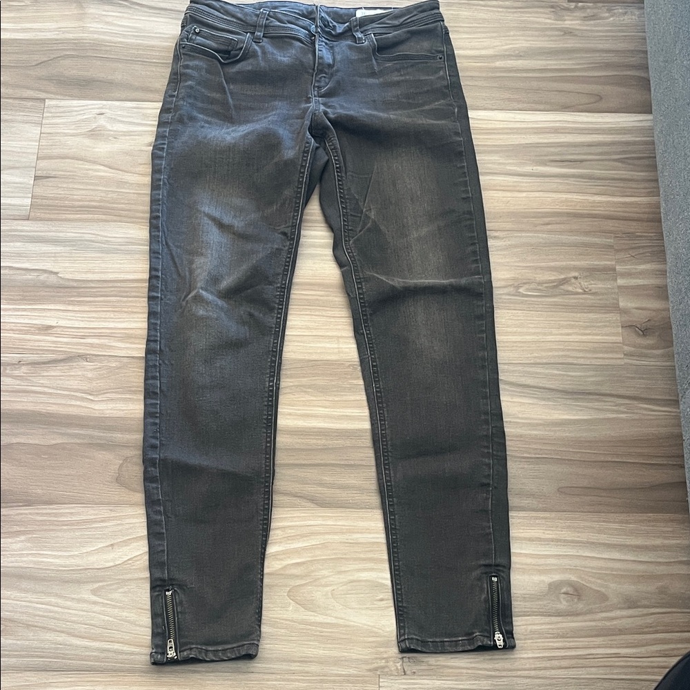 Zara Charcoal Skinny Jeans with Ankle Zippers